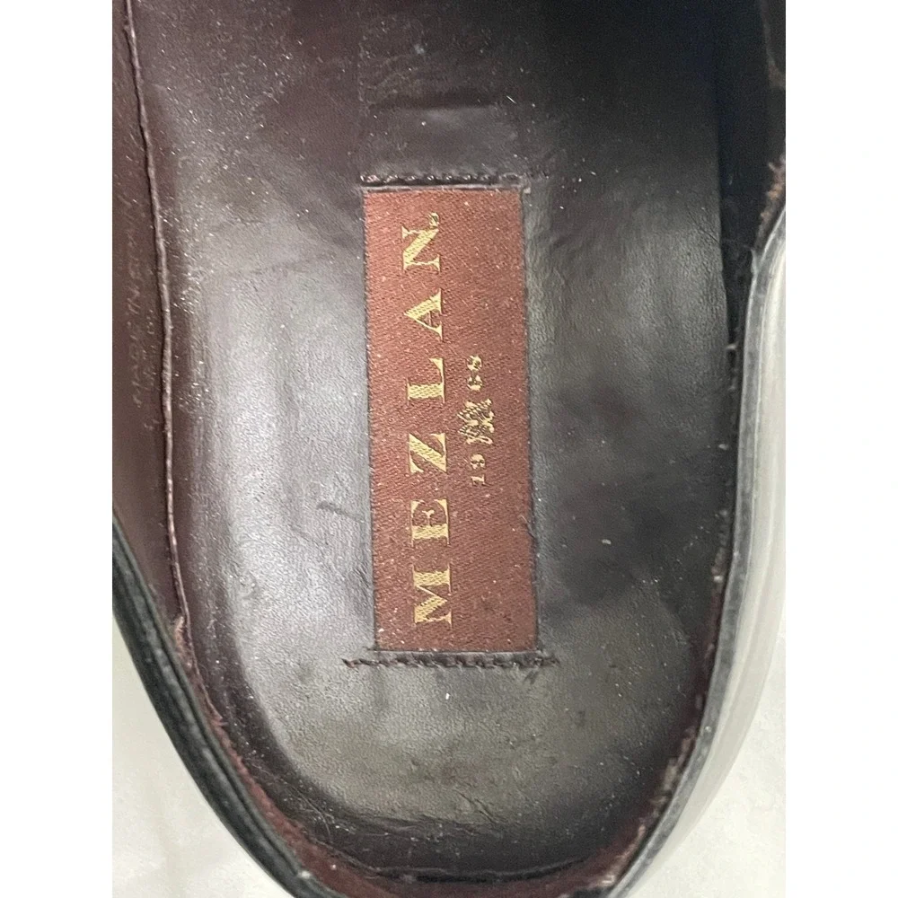 Mezlan Derby Shoes Mens 12M Black Excellent Medallion Toe Brogue Leather Spain